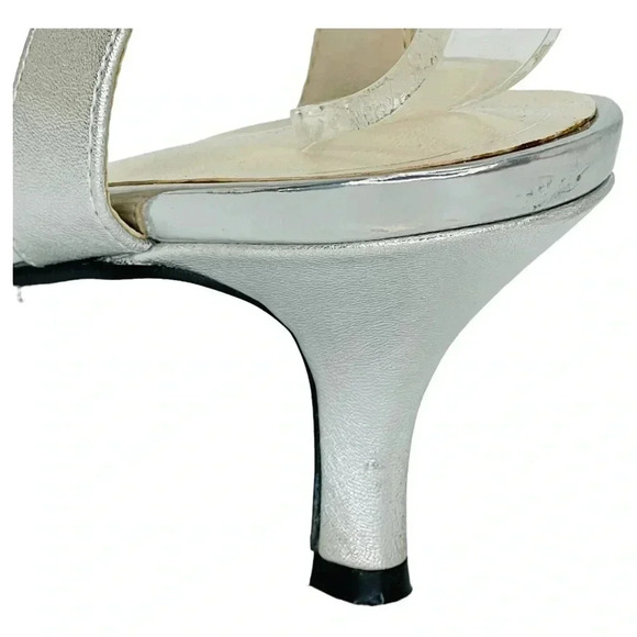 Caparros Womens Heels 7.5M Quirin Silver Faux Leather Rhinestone Slingback - Picture 9 of 12